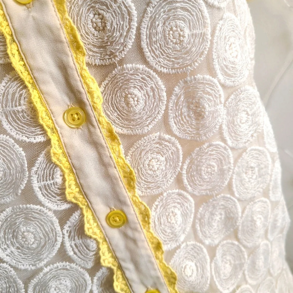 - Asos Blouse / Textured Embroidery / Ecru & Yellow / Size 2 - Picture 2 of 10